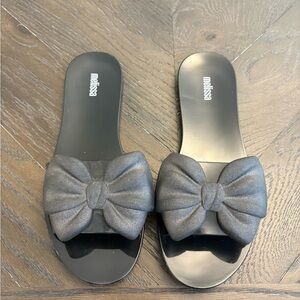 Melissa Black Babe Bow Jelly Slide Sandals Size 8